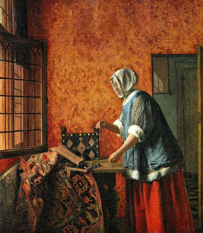 Pieter de Hooch guldvagerskan Norge oil painting art